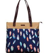 Lychee bags Canvas Blue Leaf Printed Tote bag