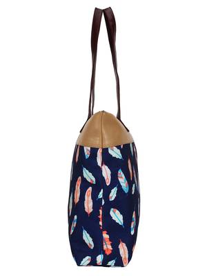 Lychee bags Canvas Blue Leaf Printed Tote bag 2