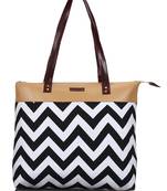 Lychee bags Canvas Black Zig-Zag Printed Tote Bag