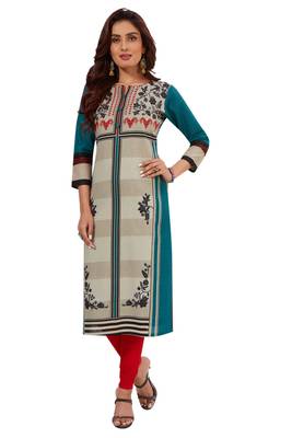 Dark-green printed cotton  kurtis 1