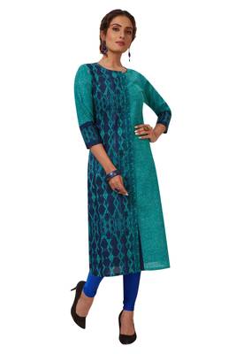 Green printed cotton  kurtis 1