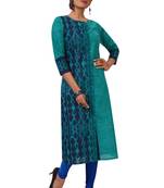 Green printed cotton  kurtis