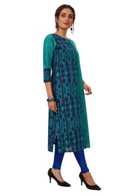 Green printed cotton  kurtis 3