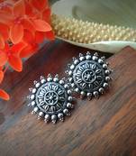 German Silver Engraved Handmade Ear Etuds