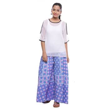 Purple Cotton Printed Palazzo 3