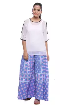 Purple Cotton Printed Palazzo