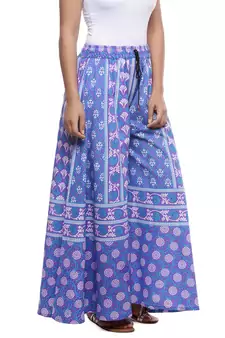 Purple Cotton Printed Palazzo