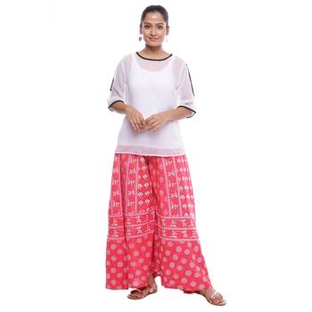 Pink Cotton Printed Palazzo 3