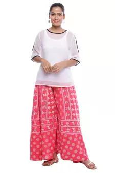 Pink Cotton Printed Palazzo