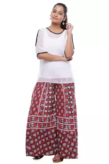 Black Cotton Printed Palazzo