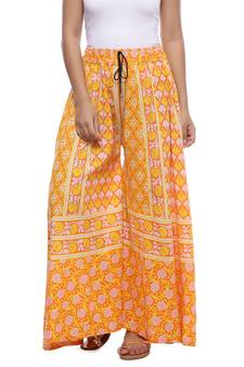 Yellow Cotton Printed Palazzo