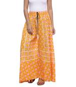 Yellow Cotton Printed Palazzo