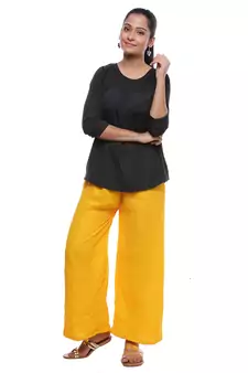 Yellow Chiffon Printed Palazzo