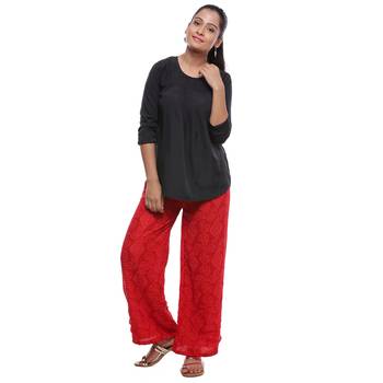 Red Chiffon Printed Palazzo 3
