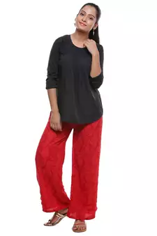 Red Chiffon Printed Palazzo