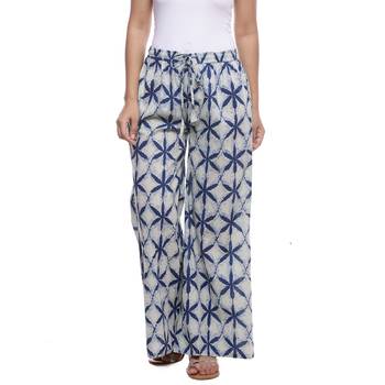 White Cotton Printed Palazzo 1