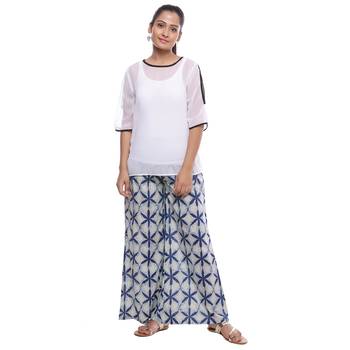 White Cotton Printed Palazzo 3