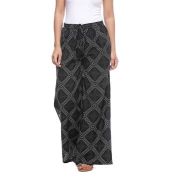 Black Cotton Printed Palazzo 1