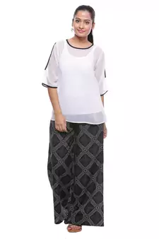 Black Cotton Printed Palazzo