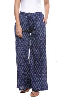 Blue Cotton Printed Palazzo