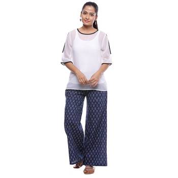 Blue Cotton Printed Palazzo 3