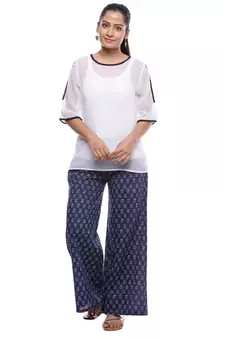 Blue Cotton Printed Palazzo