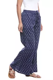 Blue Cotton Printed Palazzo