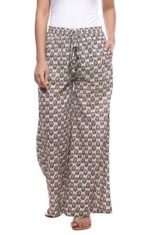 Cream Cotton Printed Palazzo