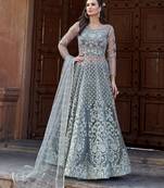 Grey embroidered net salwar
