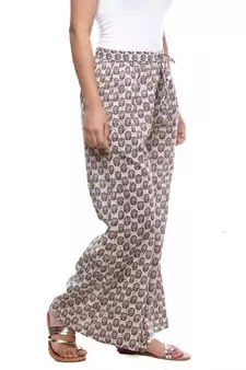 Cream Cotton Printed Palazzo