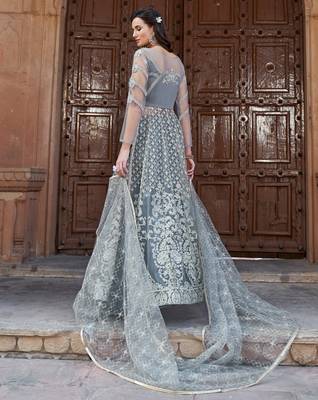 Grey embroidered net salwar 4