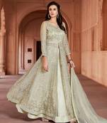 Light-green embroidered net salwar