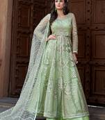 Green embroidered net salwar