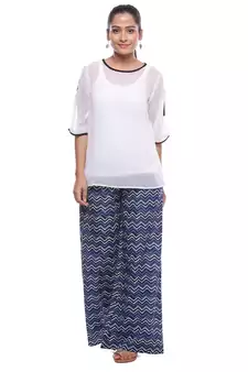 Blue Cotton Printed Palazzo