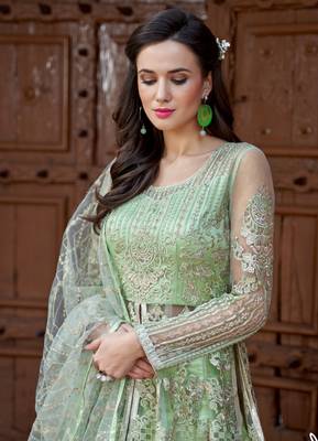 Green embroidered net salwar 2
