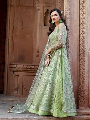 Green embroidered net salwar 3