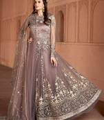 Purple embroidered net salwar