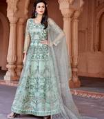 Green embroidered net salwar