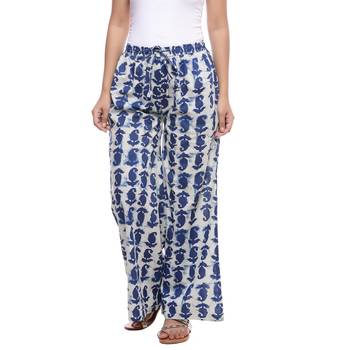 White Cotton Printed Palazzo 1
