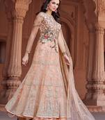 Baby-pink embroidered silk salwar