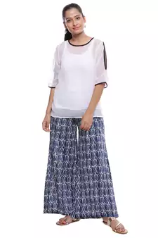 Blue Cotton Printed Palazzo