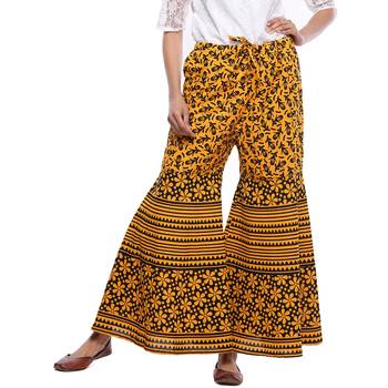 Yellow Cotton Printed Palazzo 1
