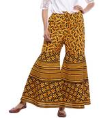 Yellow Cotton Printed Palazzo