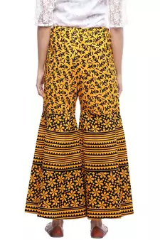 Yellow Cotton Printed Palazzo