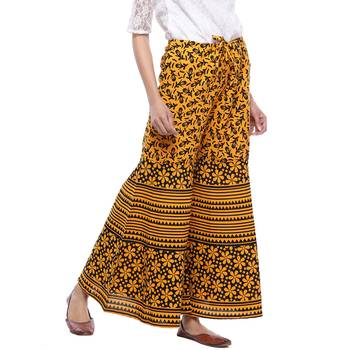 Yellow Cotton Printed Palazzo 4