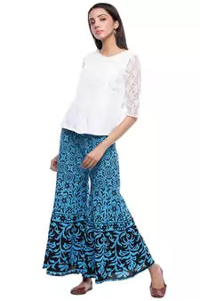 Blue Cotton Printed Palazzo