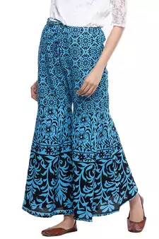 Blue Cotton Printed Palazzo
