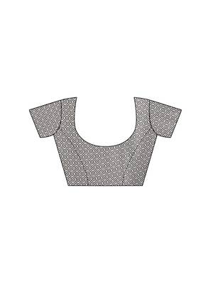 Grey Printed Crepe Saree With Blouse 5