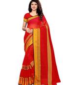 Red Woven Chanderi Saree With Blouse