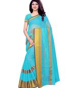 Blue Woven Chanderi Saree With Blouse